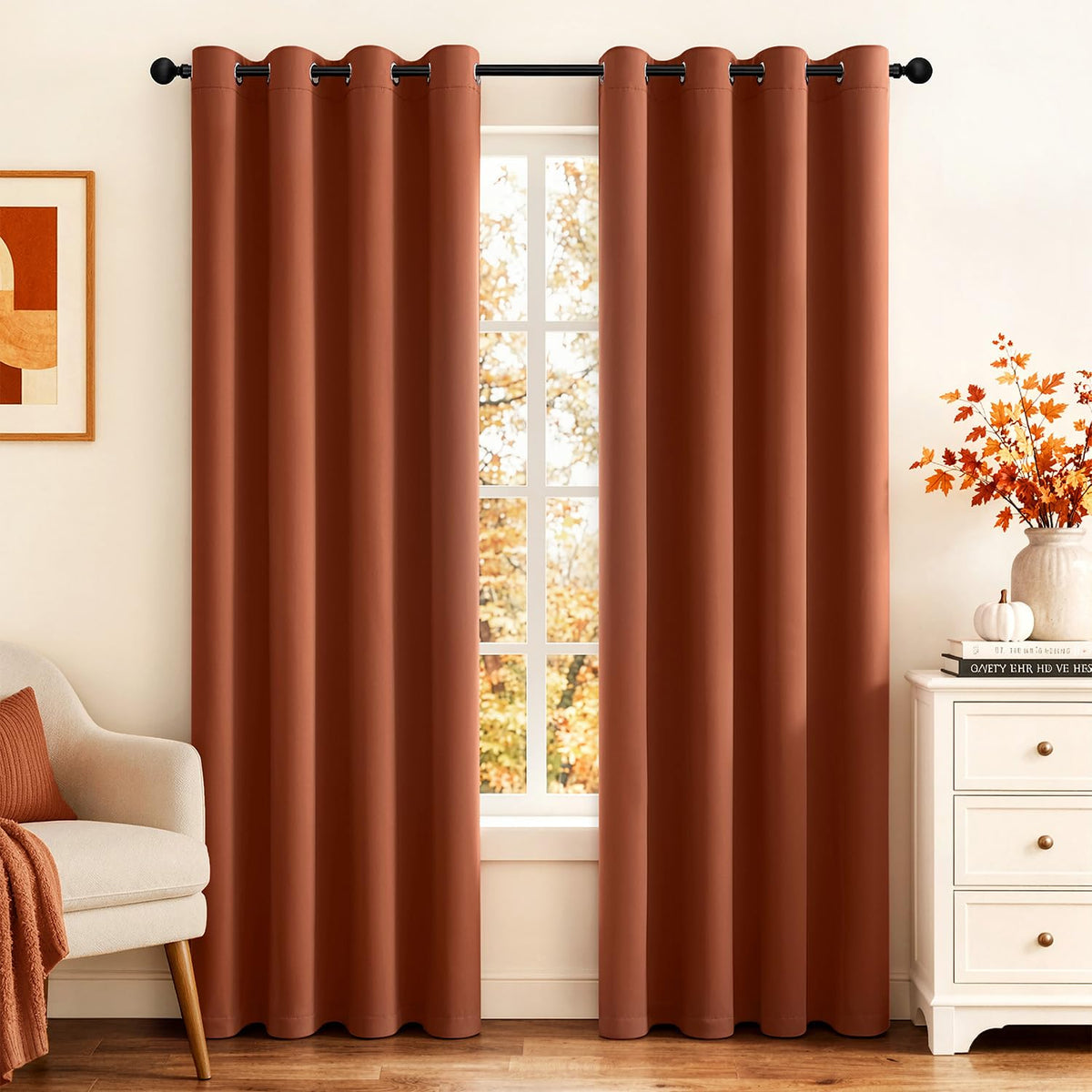 MIULEE Olive Blackout Bedroom Curtains Drapes 84 Inch Long 52"x84"