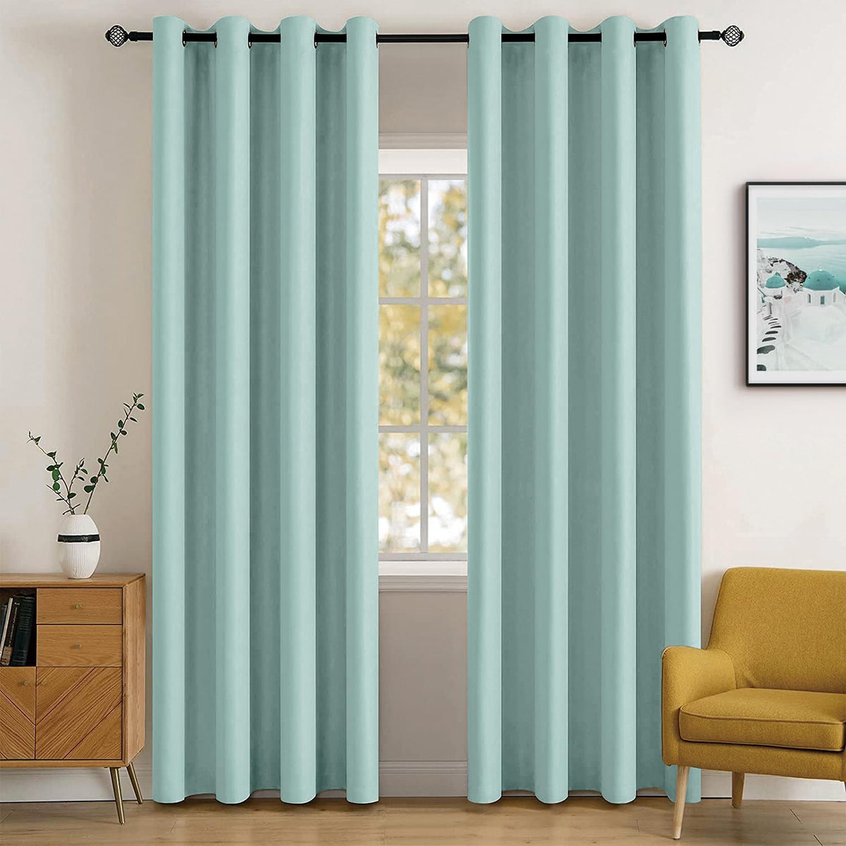 MIULEE Olive Blackout Bedroom Curtains Drapes 84 Inch Long 52"x84"