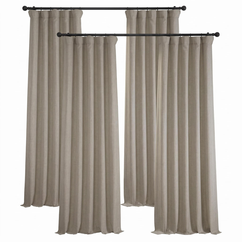 Faux Linen Curtains for Living Room (1 Panel) - 50W X 108L, Birch Taupe
