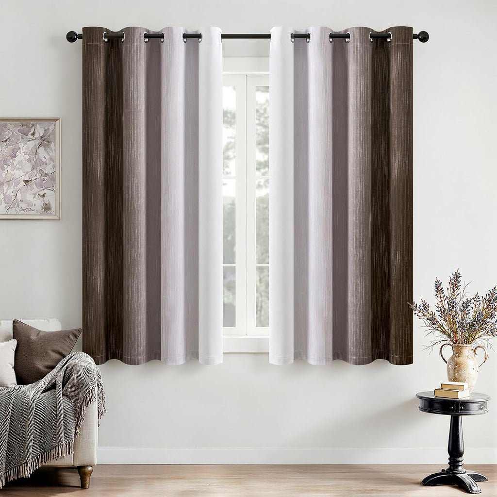 MIULEE Navy Blue and Greyish White Ombre Blackout Curtains 52Wx84L Set of 2