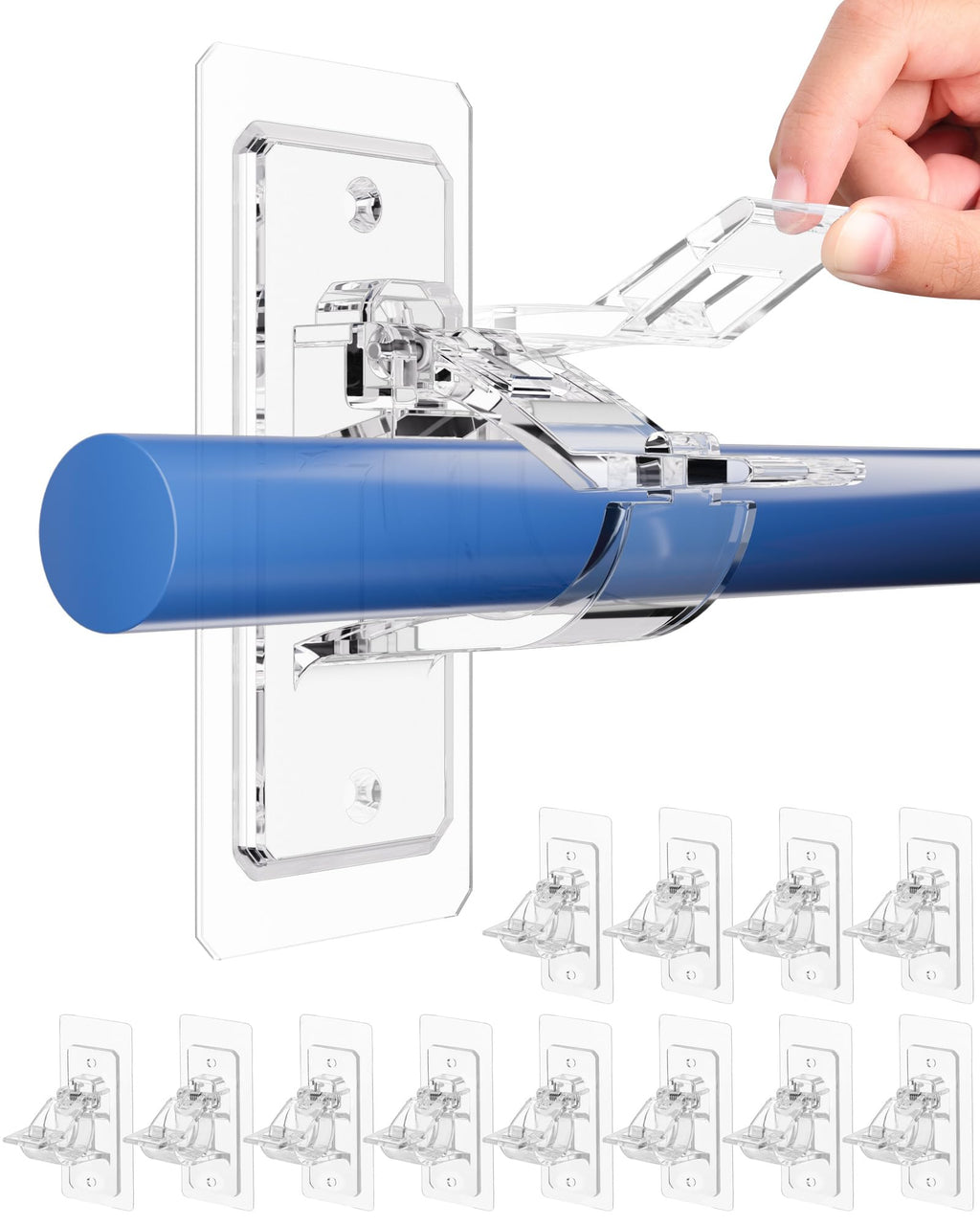 Antimbee No-Drill Curtain Rod Holders Brackets, 6-Pack, Self Adhesive-20lbs