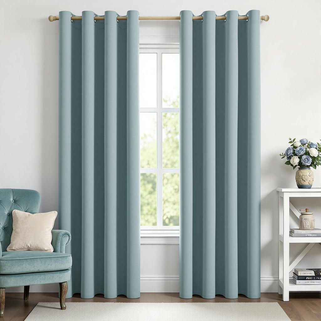 MIULEE Olive Blackout Bedroom Curtains Drapes 84 Inch Long 52"x84"