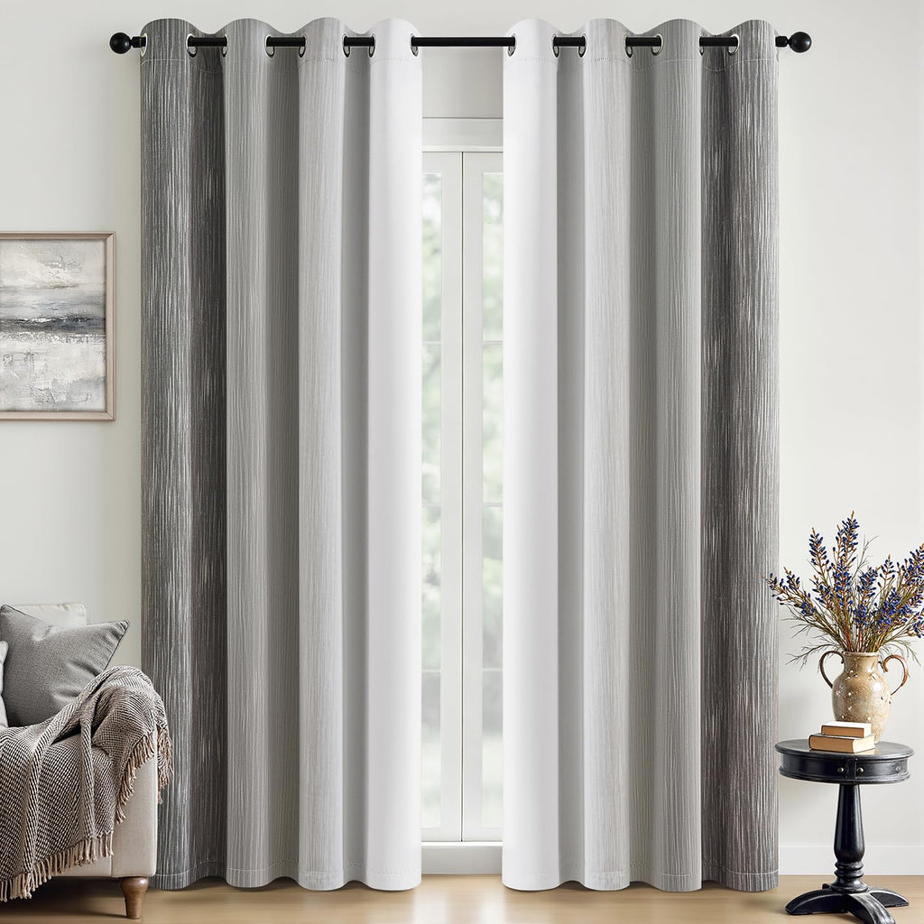 MIULEE Navy Blue and Greyish White Ombre Blackout Curtains 52Wx84L Set of 2