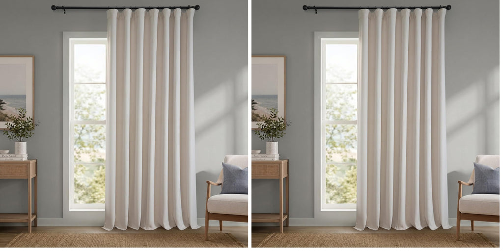 Faux Linen Curtains for Living Room (1 Panel) - 50W X 108L, Birch Taupe