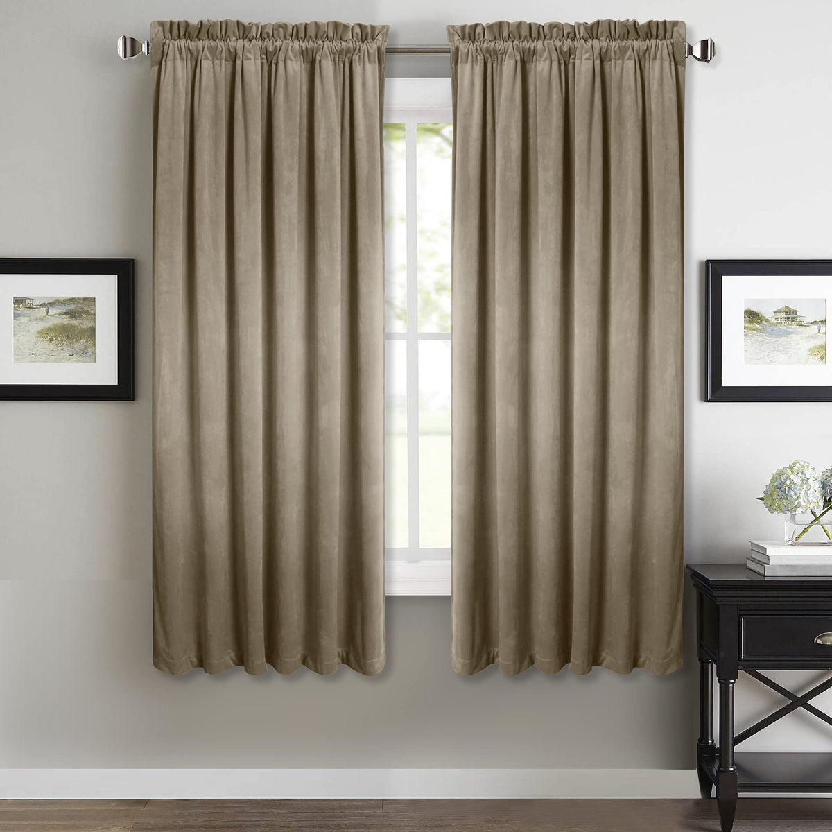 StangH Theater Red Velvet Curtains for Living Room Christmas Decor 2 Panels