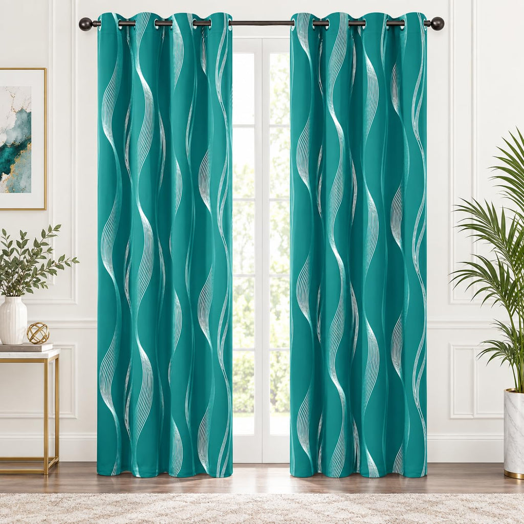 Deconovo Curtains for Living Room, Pattern Blackout Curtains 84 Inches Long