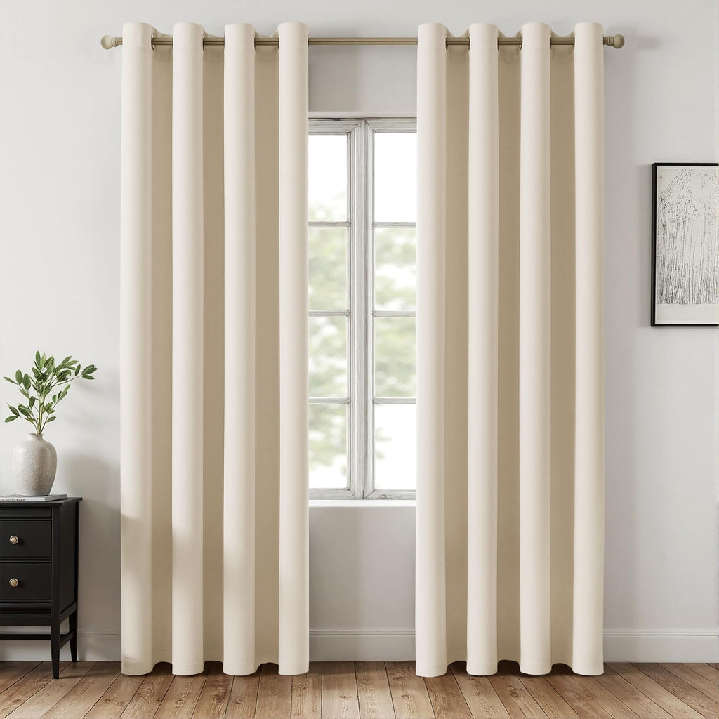 MIULEE Olive Blackout Bedroom Curtains Drapes 84 Inch Long 52"x84"