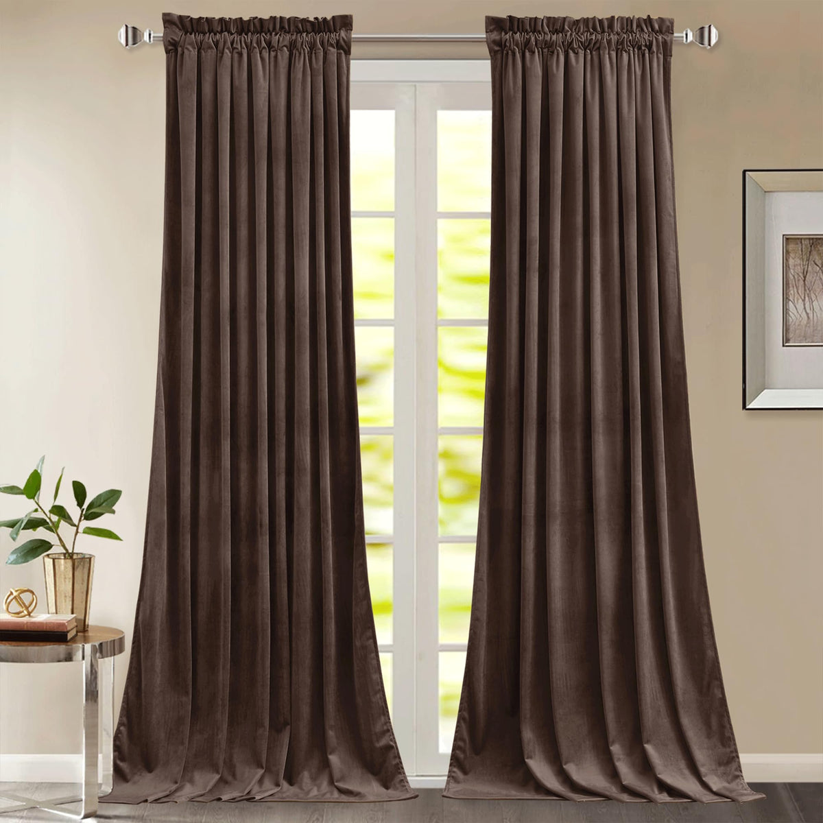 StangH Theater Red Velvet Curtains for Living Room Christmas Decor 2 Panels