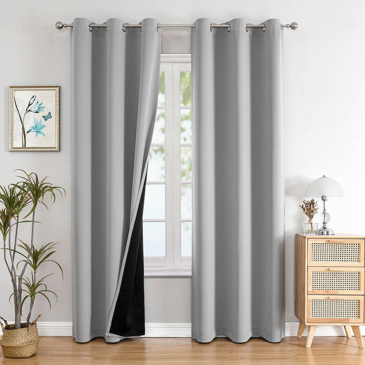 ChrisDowa 100% Blackout Curtains for Bedroom 63 Inches Long 2 Panels Set