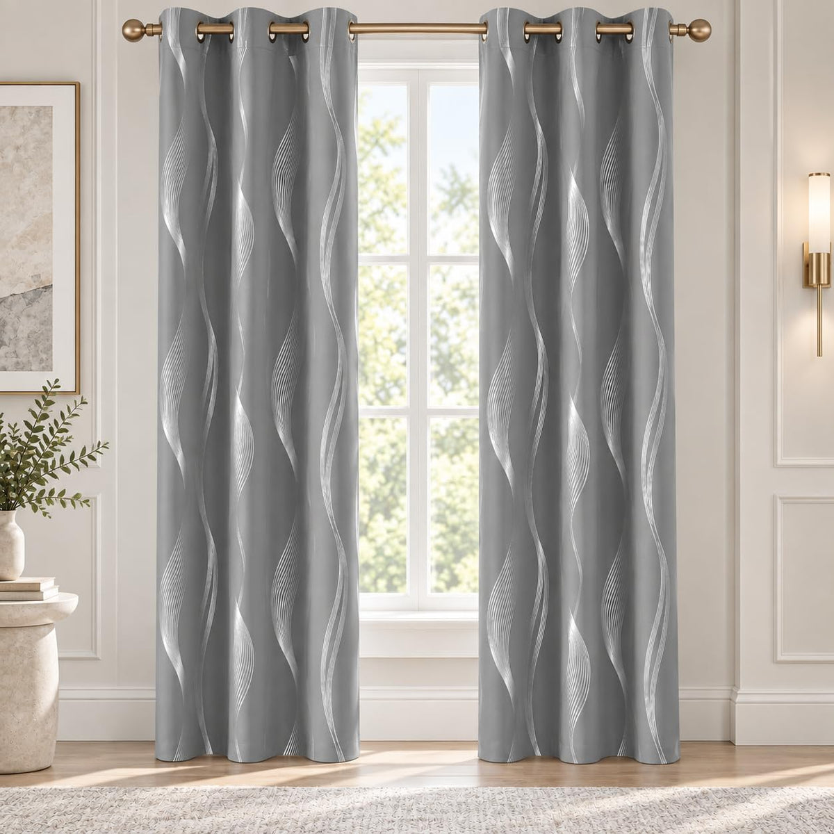 Deconovo Curtains for Living Room, Pattern Blackout Curtains 84 Inches Long