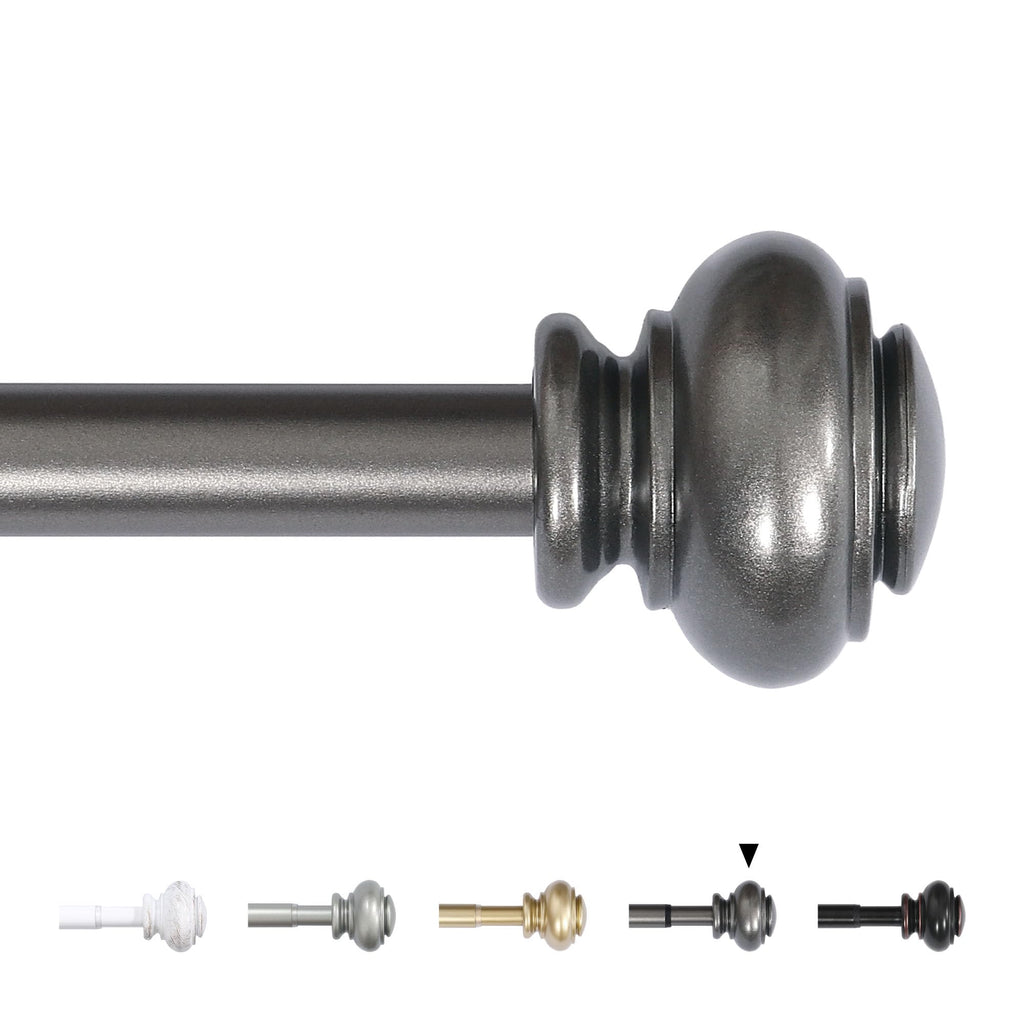 H.VERSAILTEX Window Curtain Rods for Windows 28 to 48 Inches Adjustable Decorative 3/4 Inch Diameter Single Window Curtain Rod Set with Classic Finials, Nickel