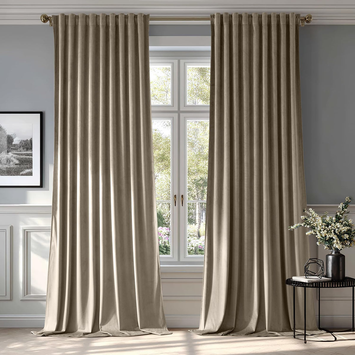MIULEE Gold Velvet Curtains 52x84 inches Luxury Blackout Curtains