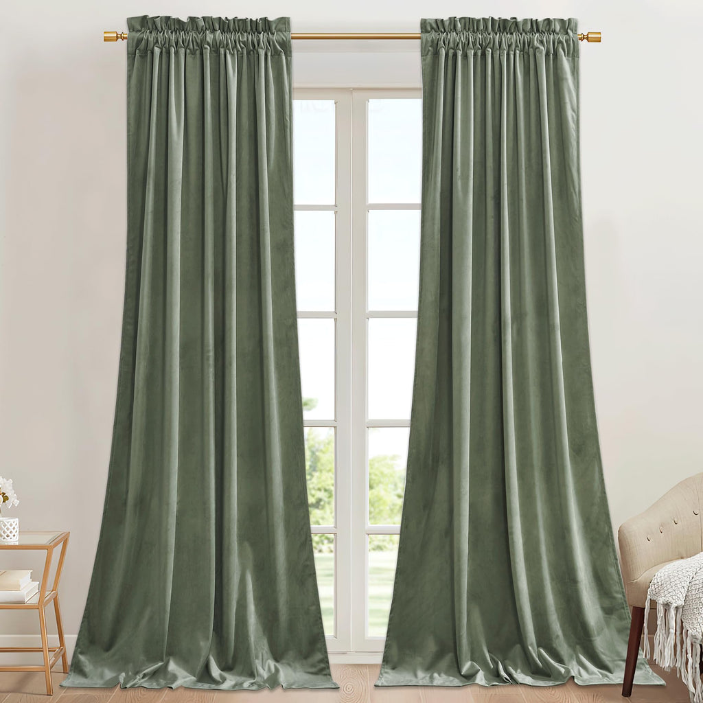 StangH Theater Red Velvet Curtains for Living Room Christmas Decor 2 Panels