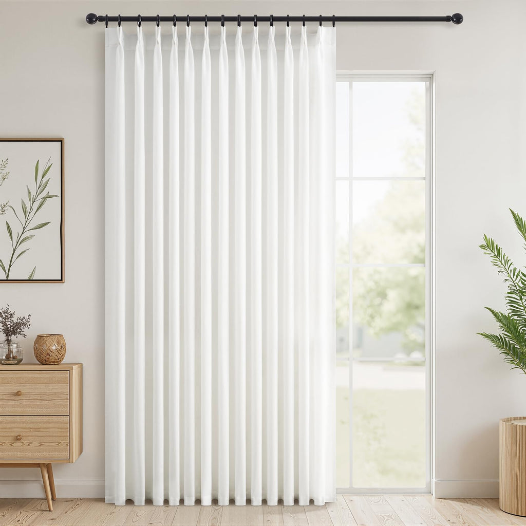 Topfinel Oatmeal Beige Pinch Pleated Curtains 84 Inches Long for Living Room 2 Panels Sets,Stone Washed Linen Earth Tone Decor Back Tab Boho Neutral Greige Earthy Sheer Curtain for Bedroom