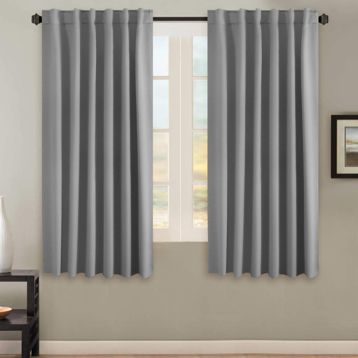 H.VERSAILTEX Blackout Curtains Thermal Insulated Window Treatment Panels Room Darkening Blackout Drapes for Living Room Back Tab/Rod Pocket Bedroom Draperies, 52 x 84 Inch, Light Sage, 2 Panels