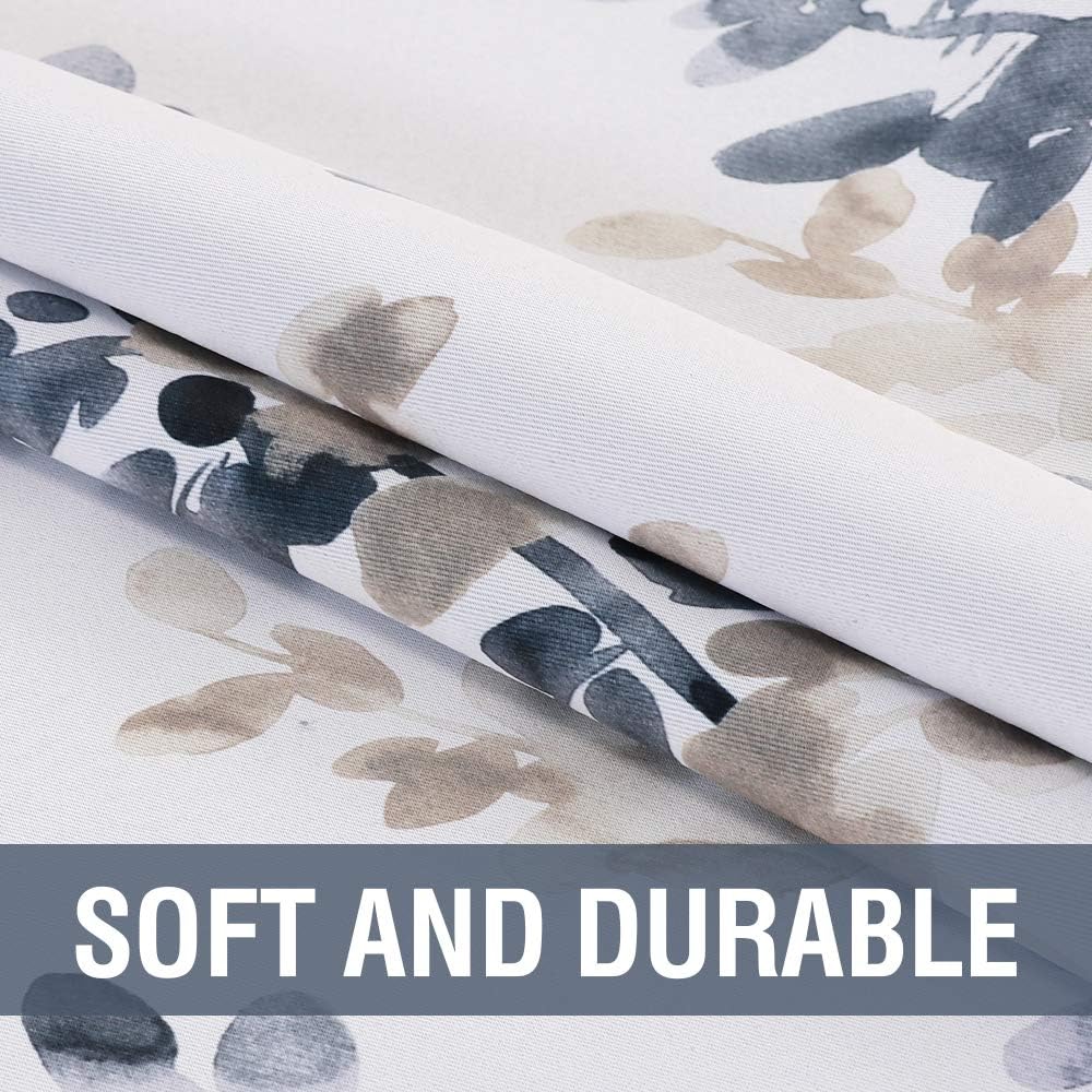 H.VERSAILTEX Blackout Floral Curtains 84”L for Living Room, Bluestone/Taupe