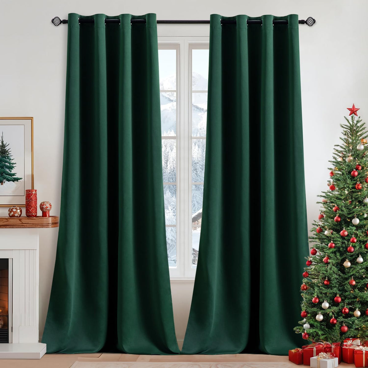 MIULEE Olive Blackout Bedroom Curtains Drapes 84 Inch Long 52"x84"