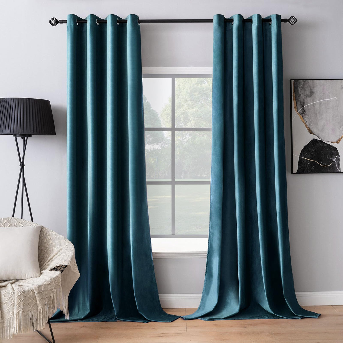 MIULEE Velvet Blackout Curtains Olive Green 52 x 96 Inch Length 2 Panels