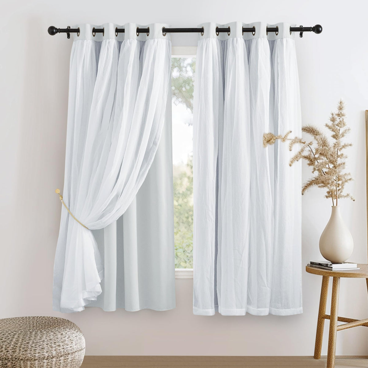 PONY DANCE Black Blackout Curtains for Bedroom, 52 W x 84 L, Set of 2
