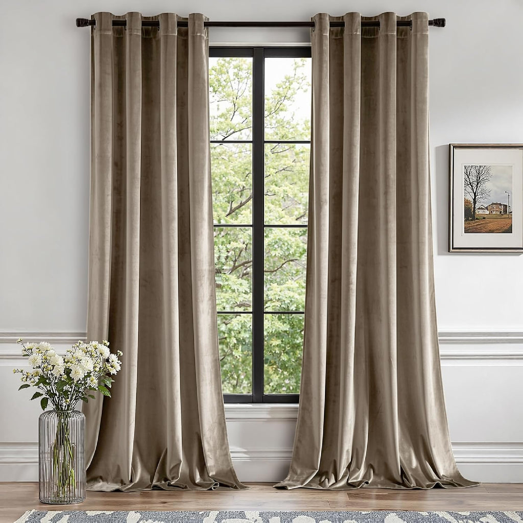 MIULEE Velvet Blackout Curtains Olive Green 52 x 96 Inch Length 2 Panels