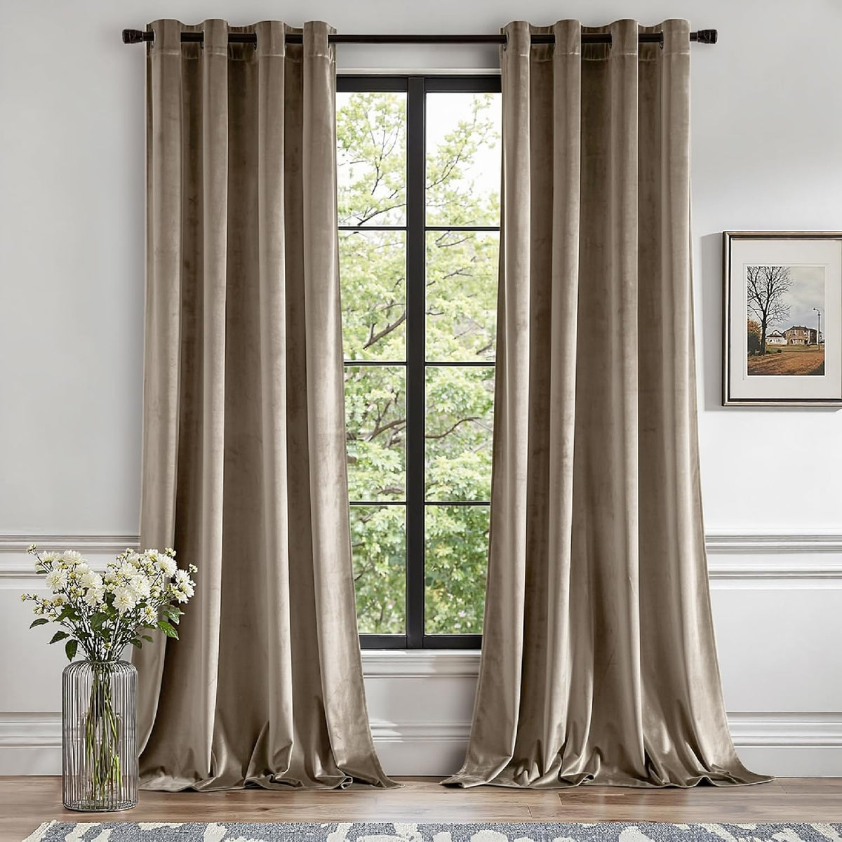 MIULEE Velvet Blackout Curtains Olive Green 52 x 96 Inch Length 2 Panels