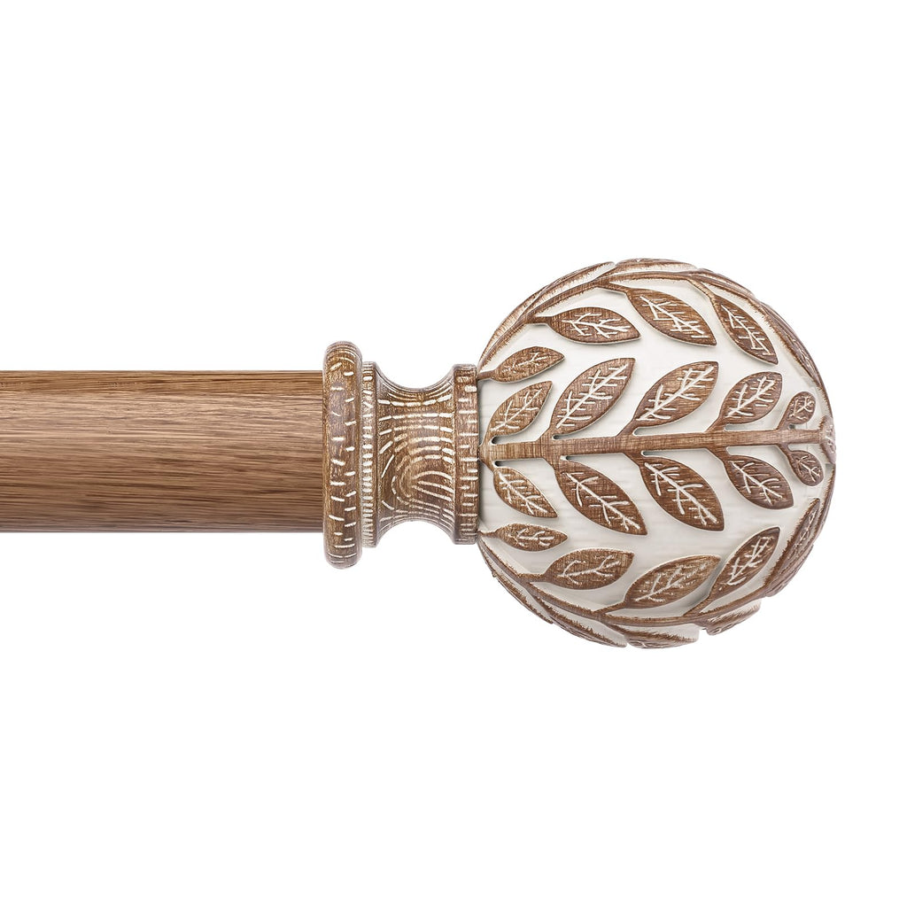 Curtain Rod 36-122 Inch, Boho Wood 1 Inch Curtain Rods for Windows