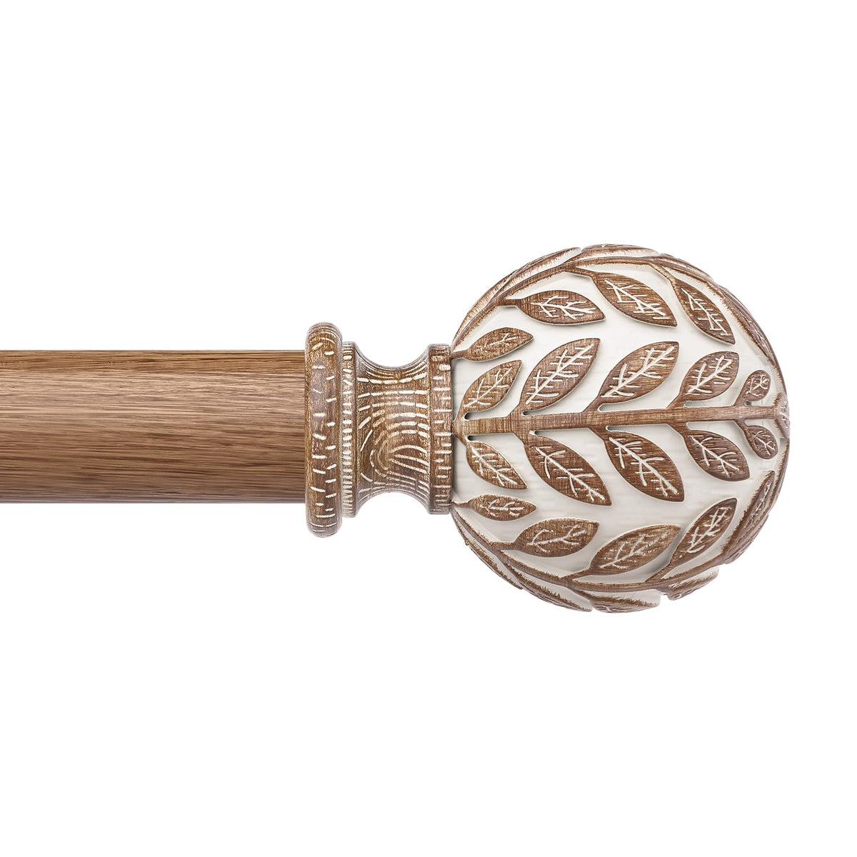 Curtain Rod 36-122 Inch, Boho Wood 1 Inch Curtain Rods for Windows