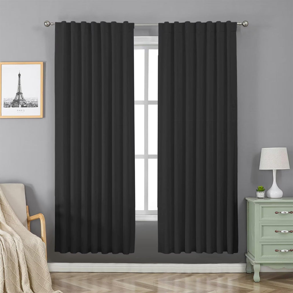 Joydeco Blackout Curtains 96 Inches Long, Thermal Insulated Black Out Curtains 2 Panels Set for Bedroom, Room Darkening Drapes for Living Room Window (W52 x L96 Inch, Navy Blue)