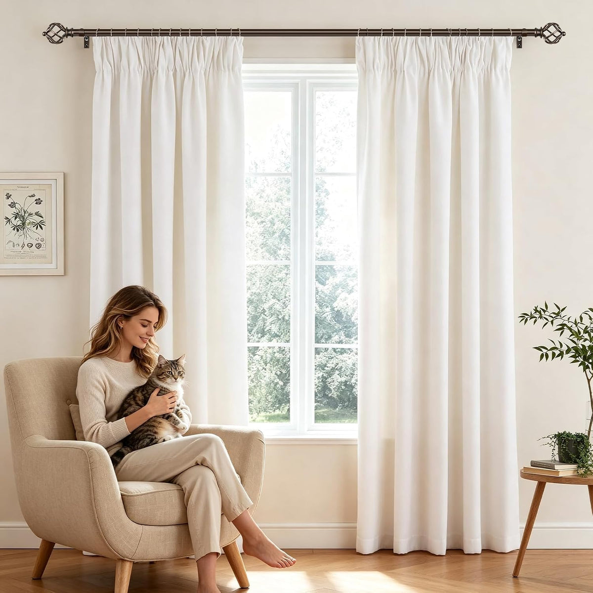 KAMANINA Bronze Curtain Rod 32 to 58 Inch, Adjustable Window Treatment Rods