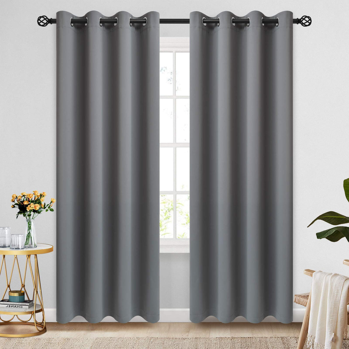COSVIYA Grommet Blackout Room Darkening Navy Blue Curtains 84 inch Length