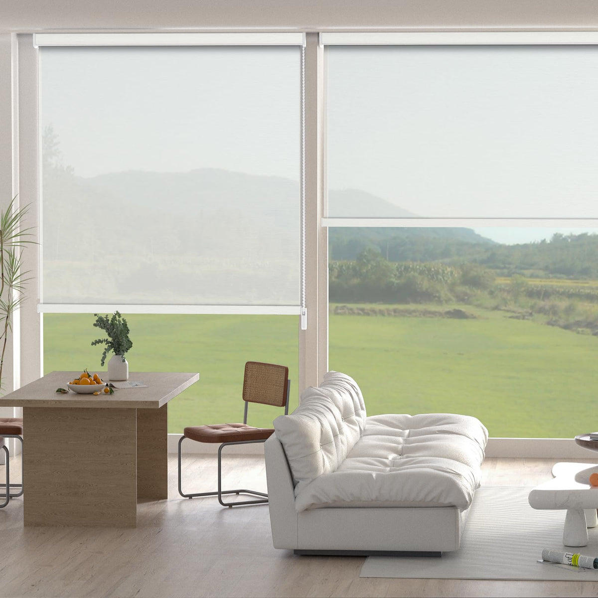 Changshade Custom Corded Solar Roller Shades, Light Filtering Window Blinds for UV, Glare and Heat Control, Custom Size Shades for Office, Living Room, Bedroom and Kitchen