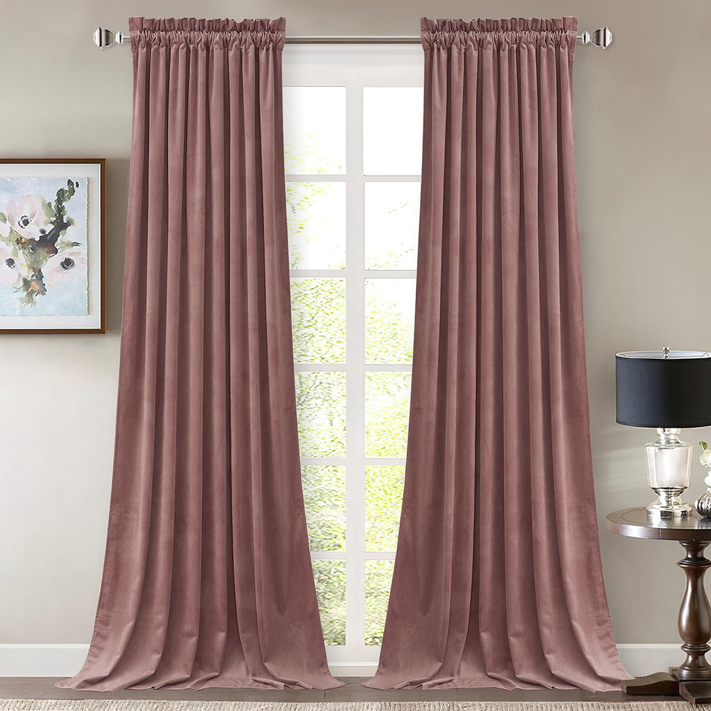 StangH Theater Red Velvet Curtains for Living Room Christmas Decor 2 Panels