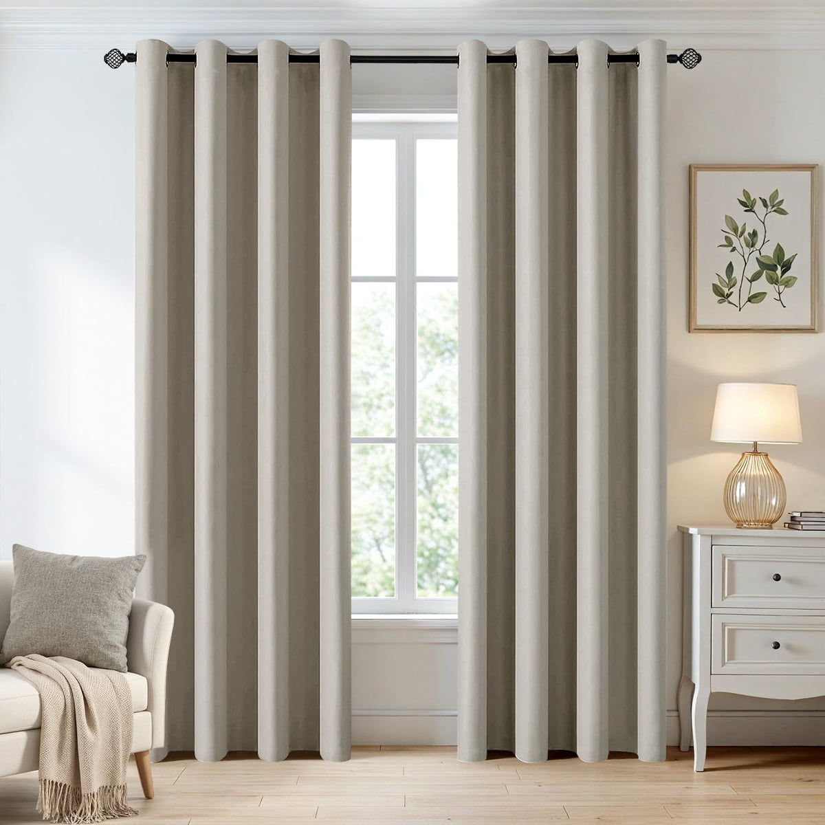 MIULEE Olive Blackout Bedroom Curtains Drapes 84 Inch Long 52"x84"