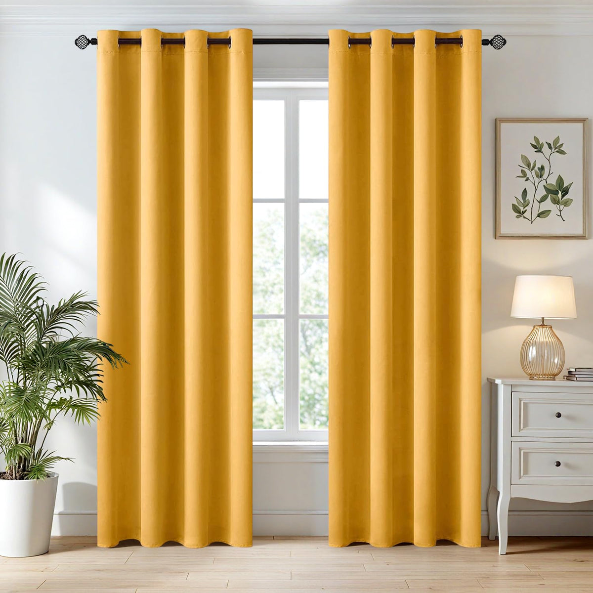 MIULEE Olive Blackout Bedroom Curtains Drapes 84 Inch Long 52"x84"
