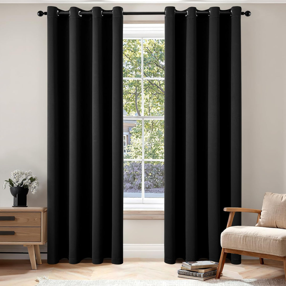 MIULEE Olive Blackout Bedroom Curtains Drapes 84 Inch Long 52"x84"