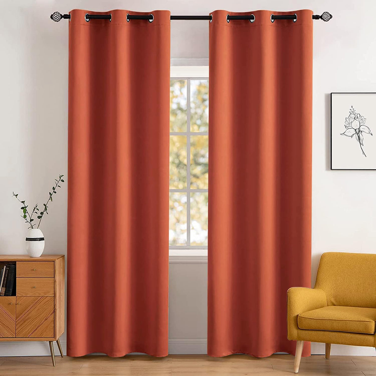MIULEE Olive Blackout Bedroom Curtains Drapes 84 Inch Long 52"x84"