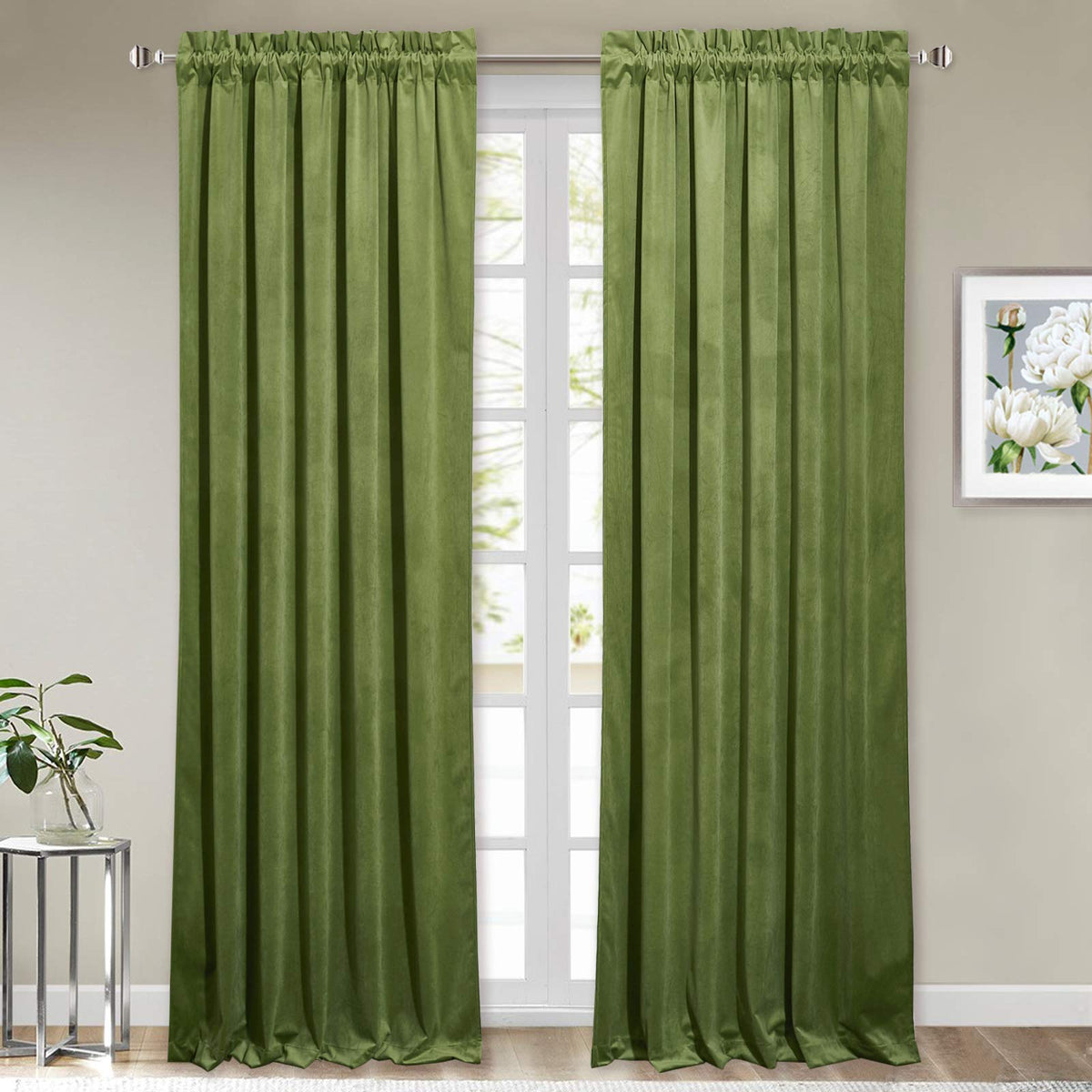 StangH Theater Red Velvet Curtains for Living Room Christmas Decor 2 Panels