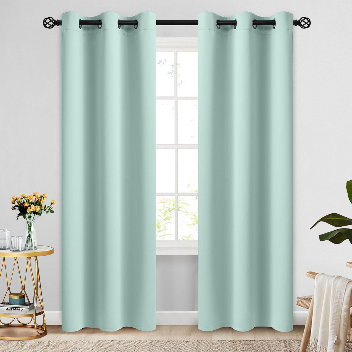 COSVIYA Grommet Blackout Room Darkening Navy Blue Curtains 84 inch Length
