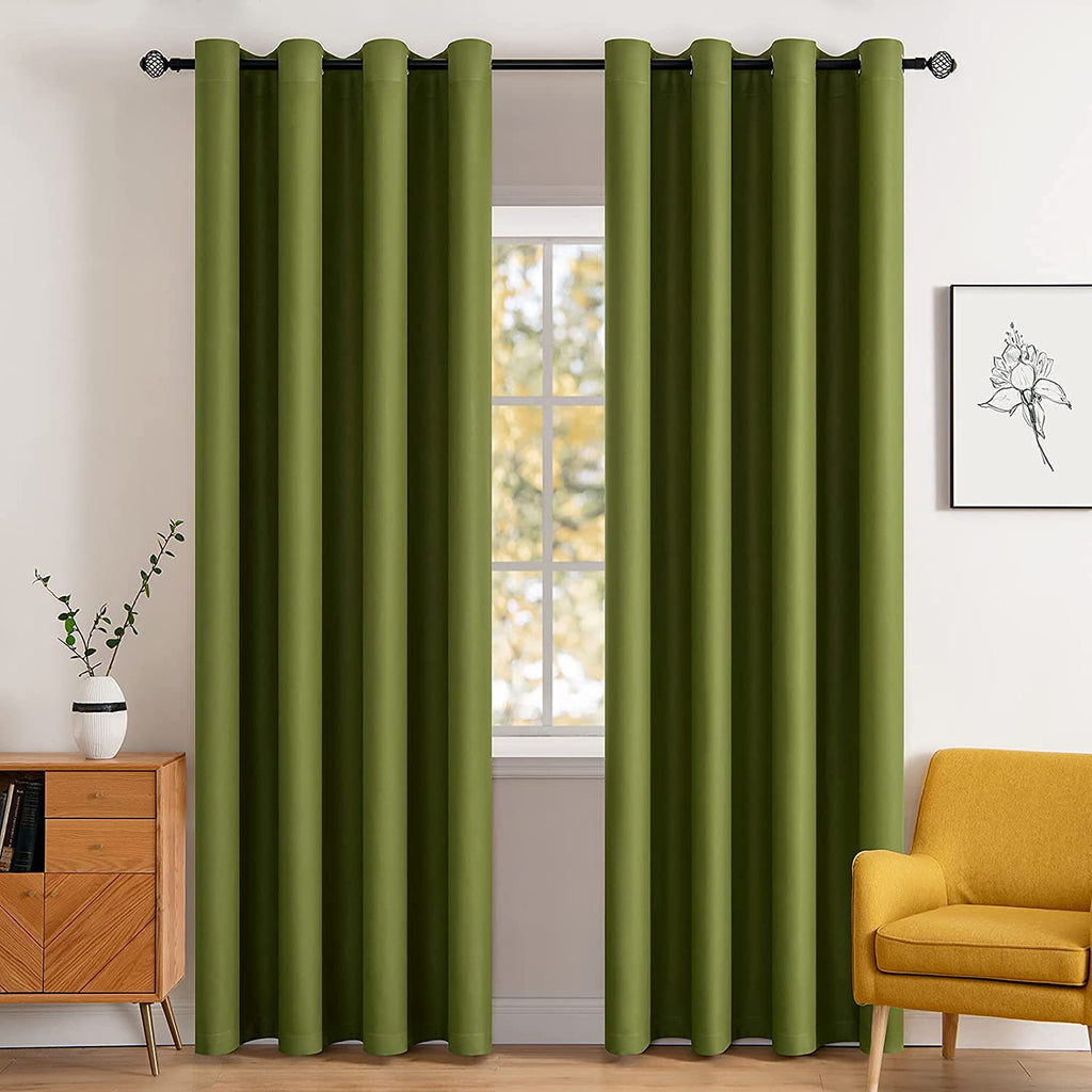 MIULEE Olive Blackout Bedroom Curtains Drapes 84 Inch Long 52"x84"