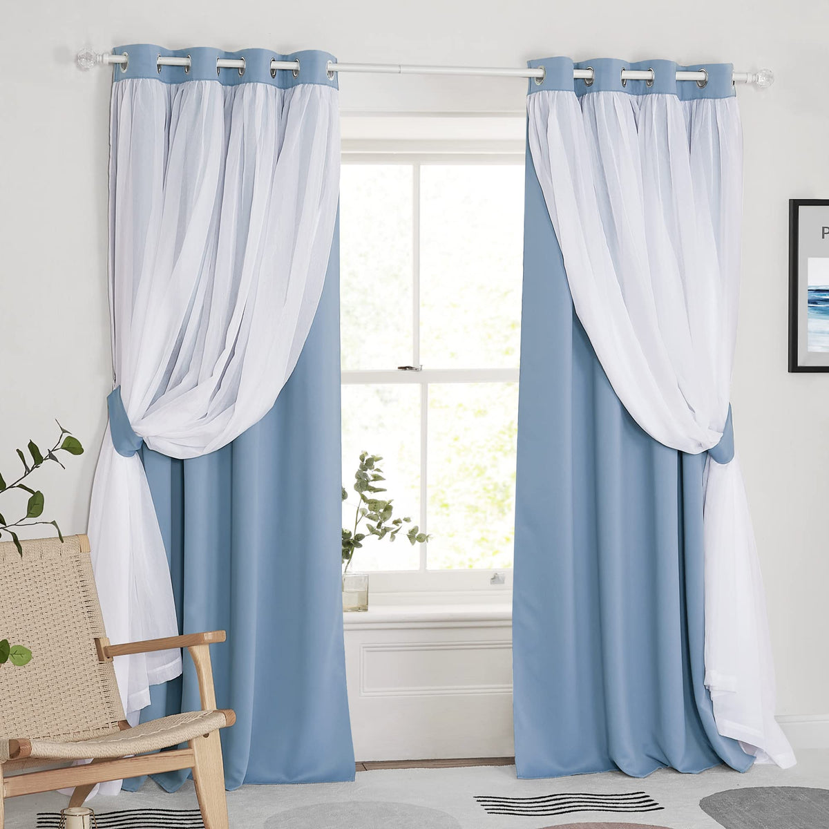 PONY DANCE Black Blackout Curtains for Bedroom, 52 W x 84 L, Set of 2