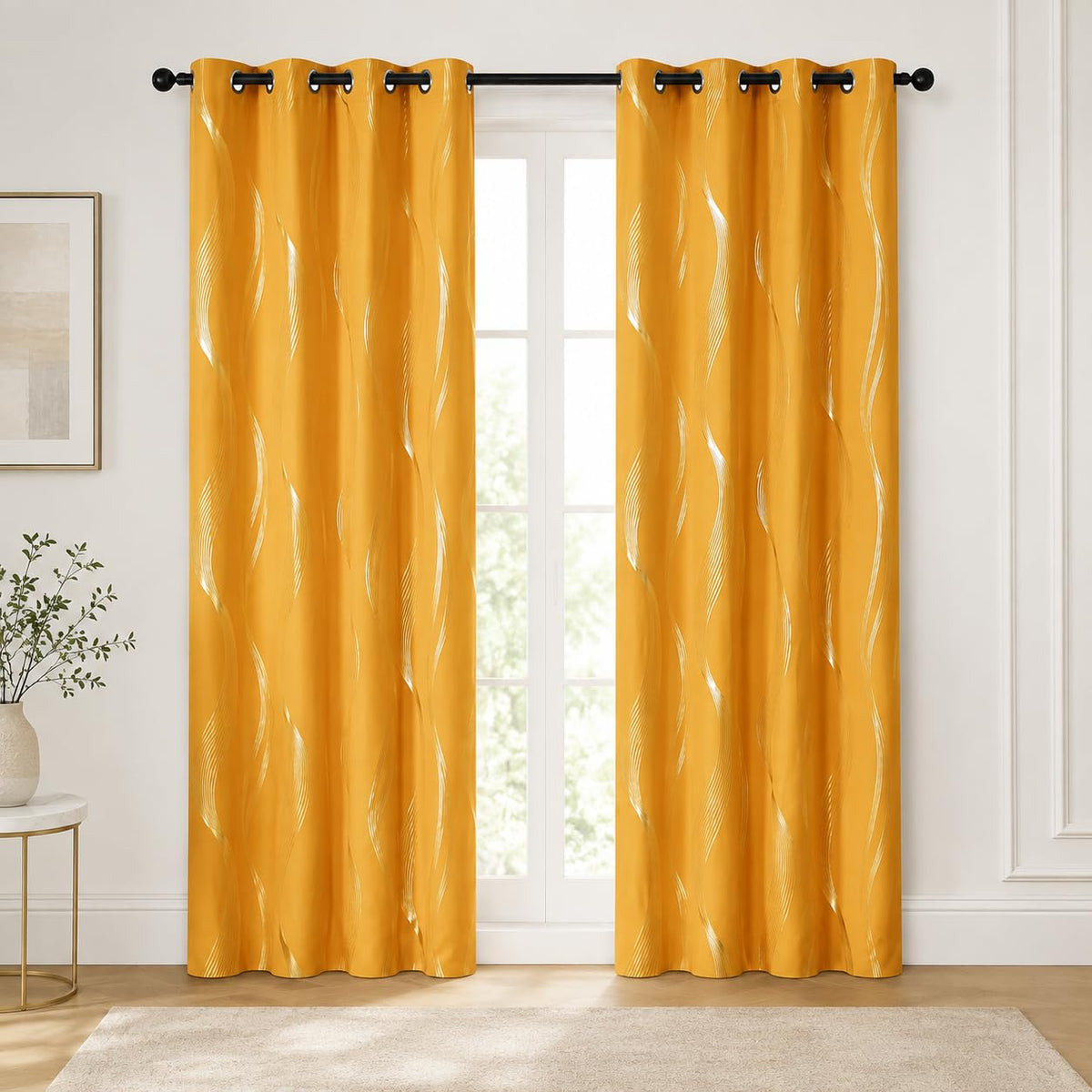 Deconovo Curtains for Living Room, Pattern Blackout Curtains 84 Inches Long