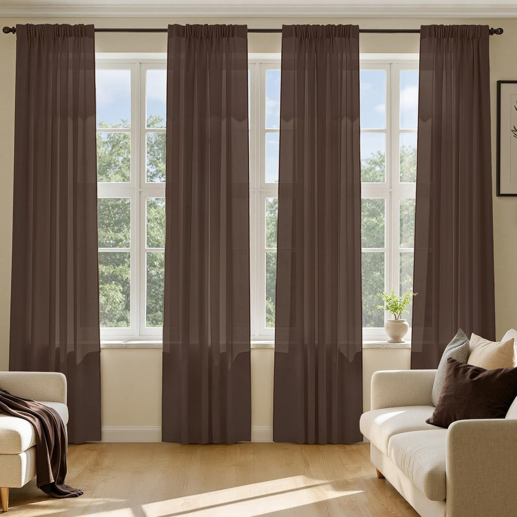 MIULEE Beige Sheer Curtains 84 Inches Long 4 Panels 42 x 84 Inches