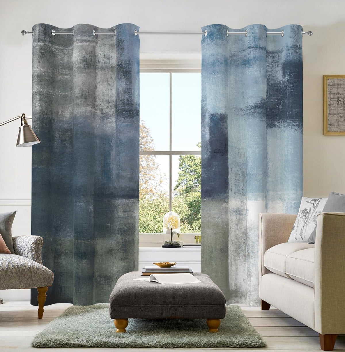 Burnt Orange Abstract Curtains for Living Room Bedroom, 52W x 84L, 2 Panels