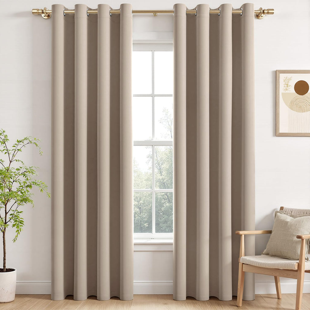 MIULEE Olive Blackout Bedroom Curtains Drapes 84 Inch Long 52"x84"