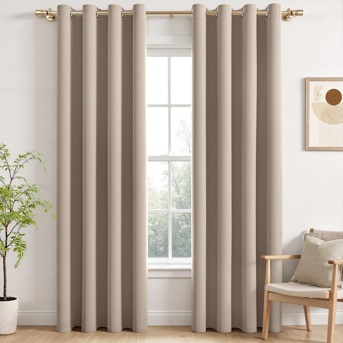 MIULEE Olive Blackout Bedroom Curtains Drapes 84 Inch Long 52"x84"