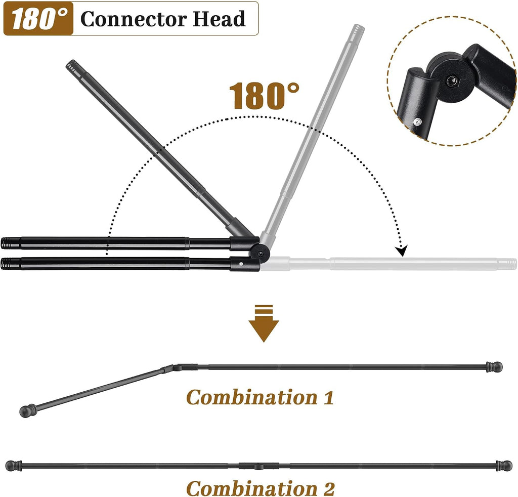 Corner Curtain Rod for Windows 30 to 136 Inches, L-shaped Curved Heavy Duty Corner Window Curtain Rods, Adjustable Renter Friendly 1 Inch Black Drapery Rods for Bedroom Living Room