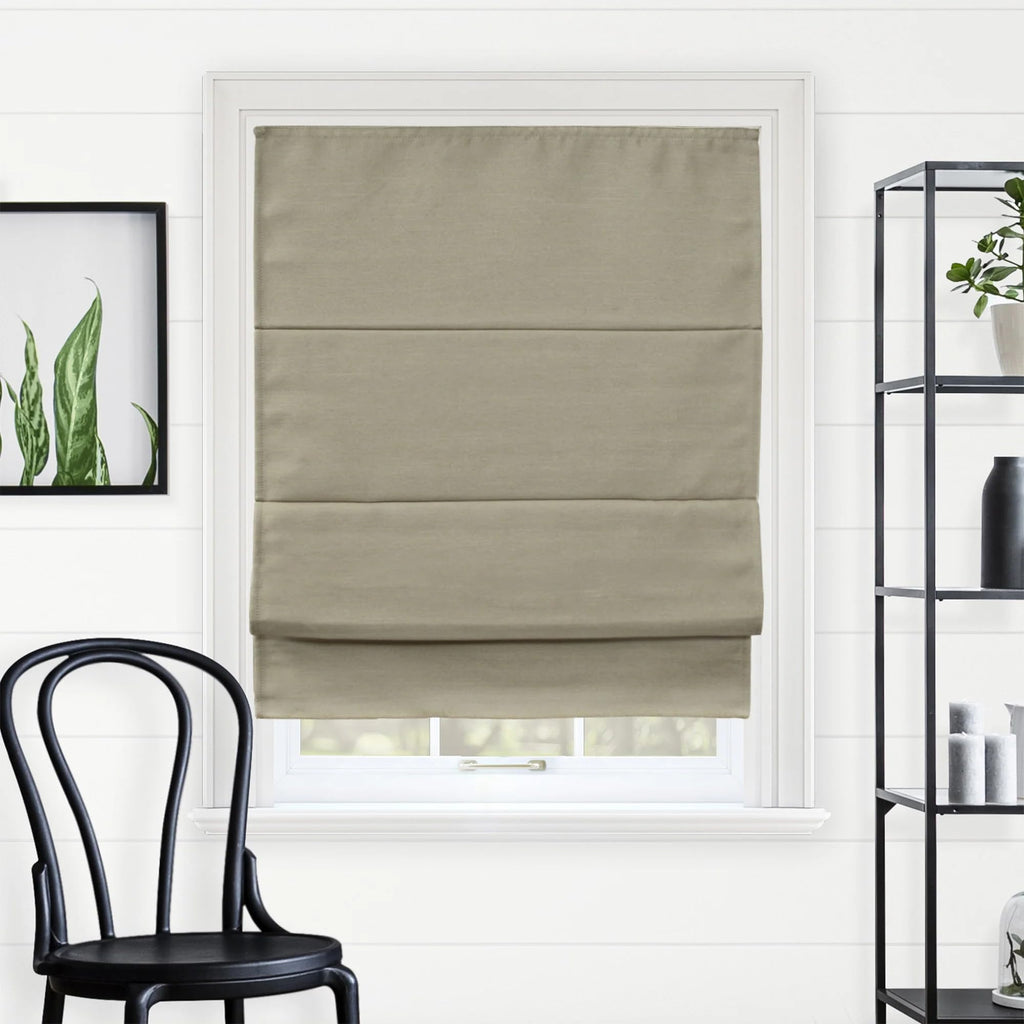 Chicology Cordless Roman Window Shade, Belgian Flax, 29"W x 64"H