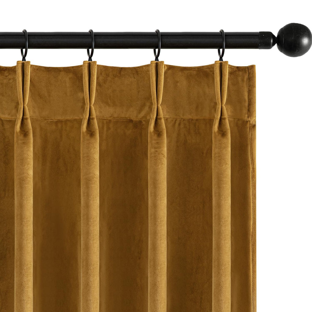 MIULEE Velvet Pinch Pleated Blackout Olive Green Curtains 40x96 Inches