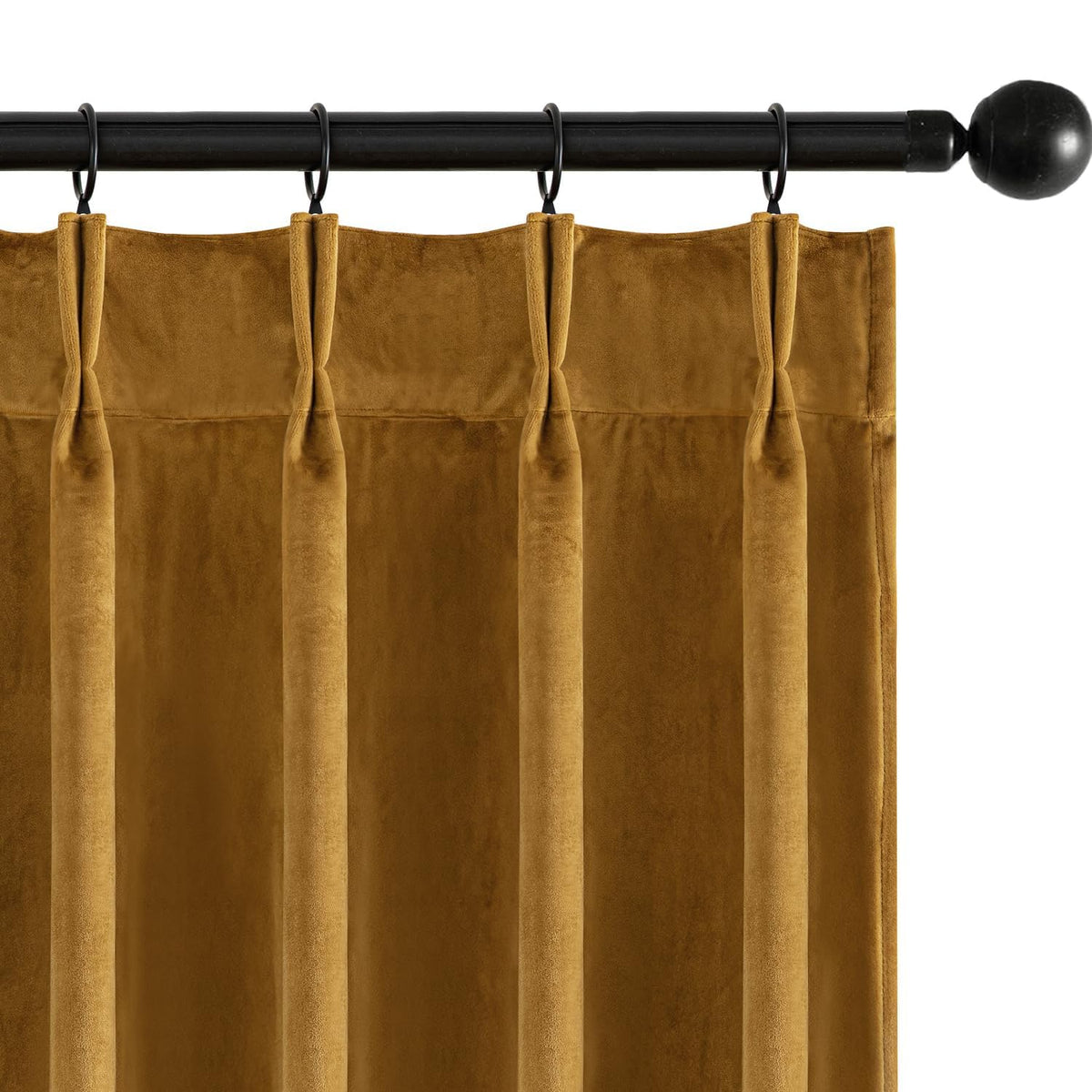 MIULEE Velvet Pinch Pleated Blackout Olive Green Curtains 40x96 Inches