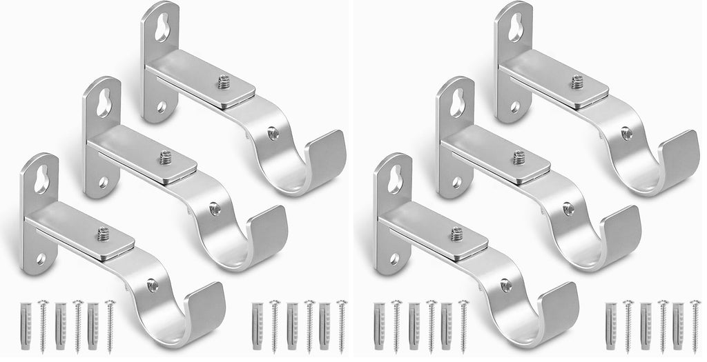 Adjustable Curtain Rod Brackets for 1" Rods, 3 Pack, Black